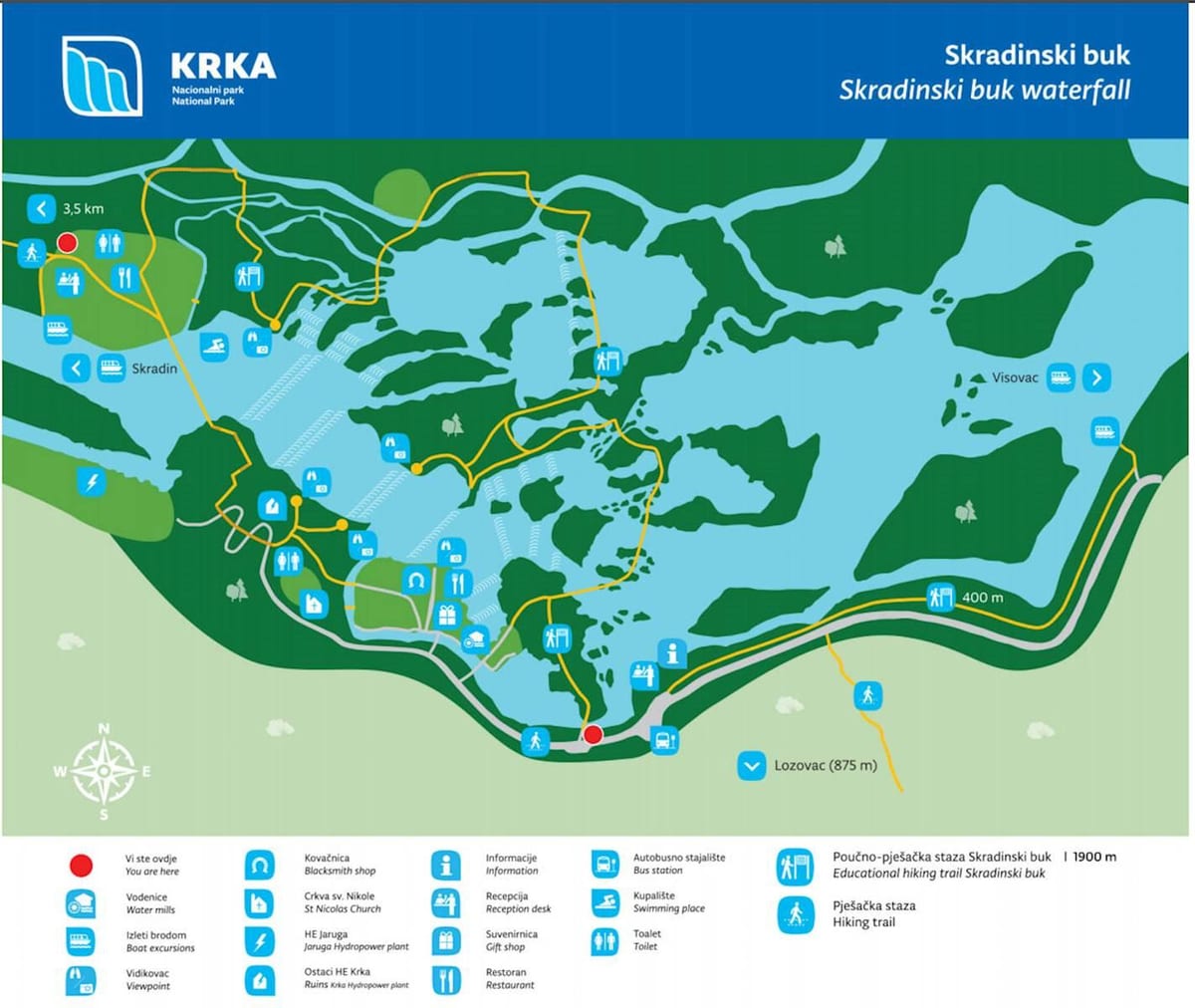 taman nasional krka kroasia peta