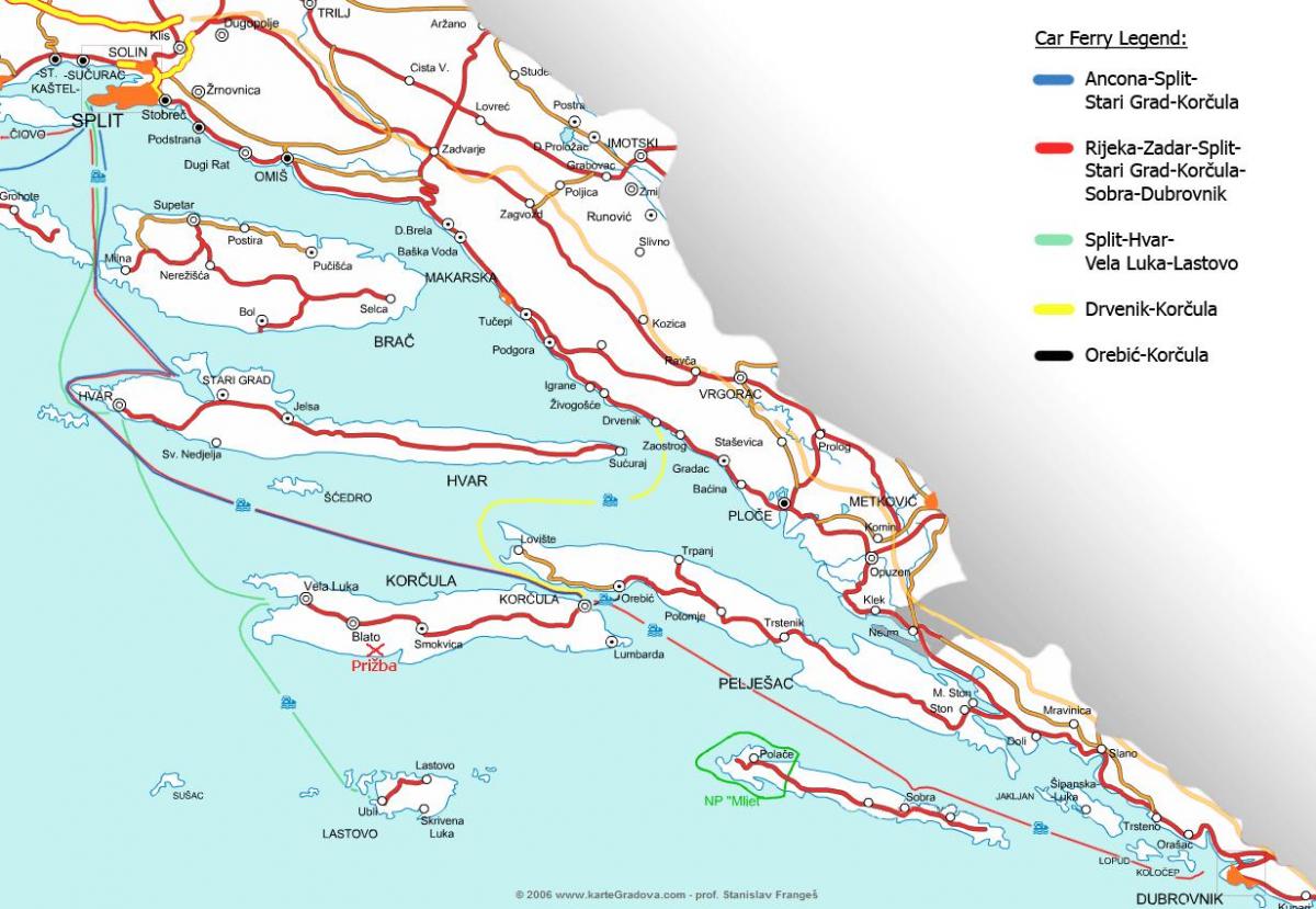 peta dari kroasia feri