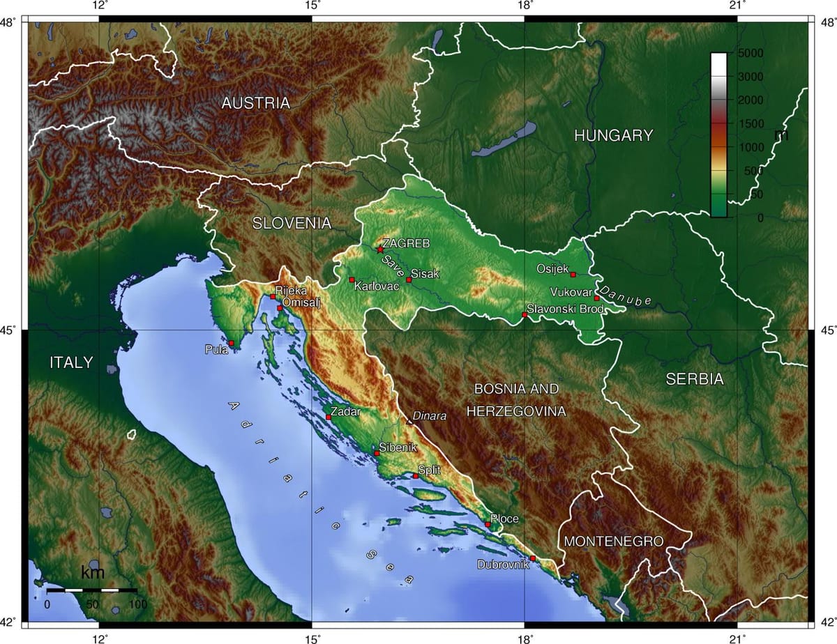 kroasia geografi peta
