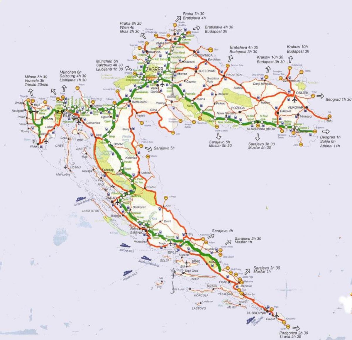 peta jalan rinci dari kroasia
