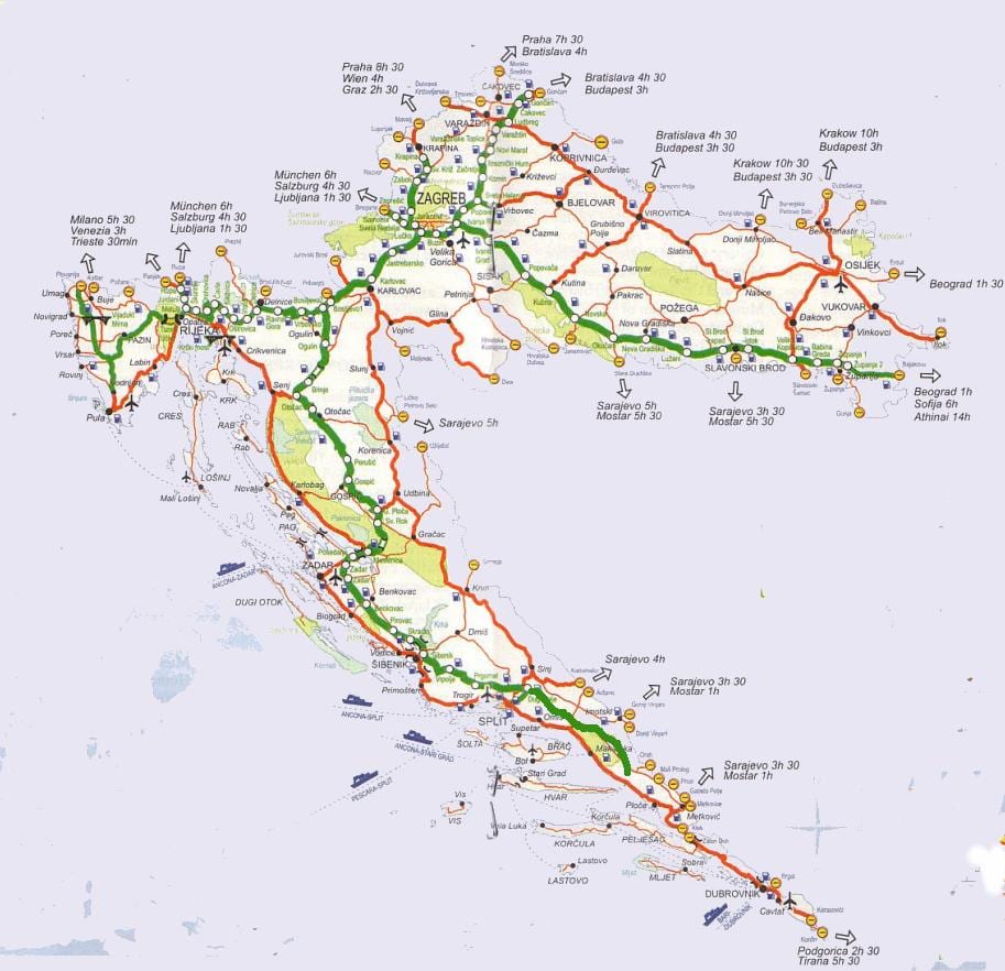 peta dari kroasia road trip