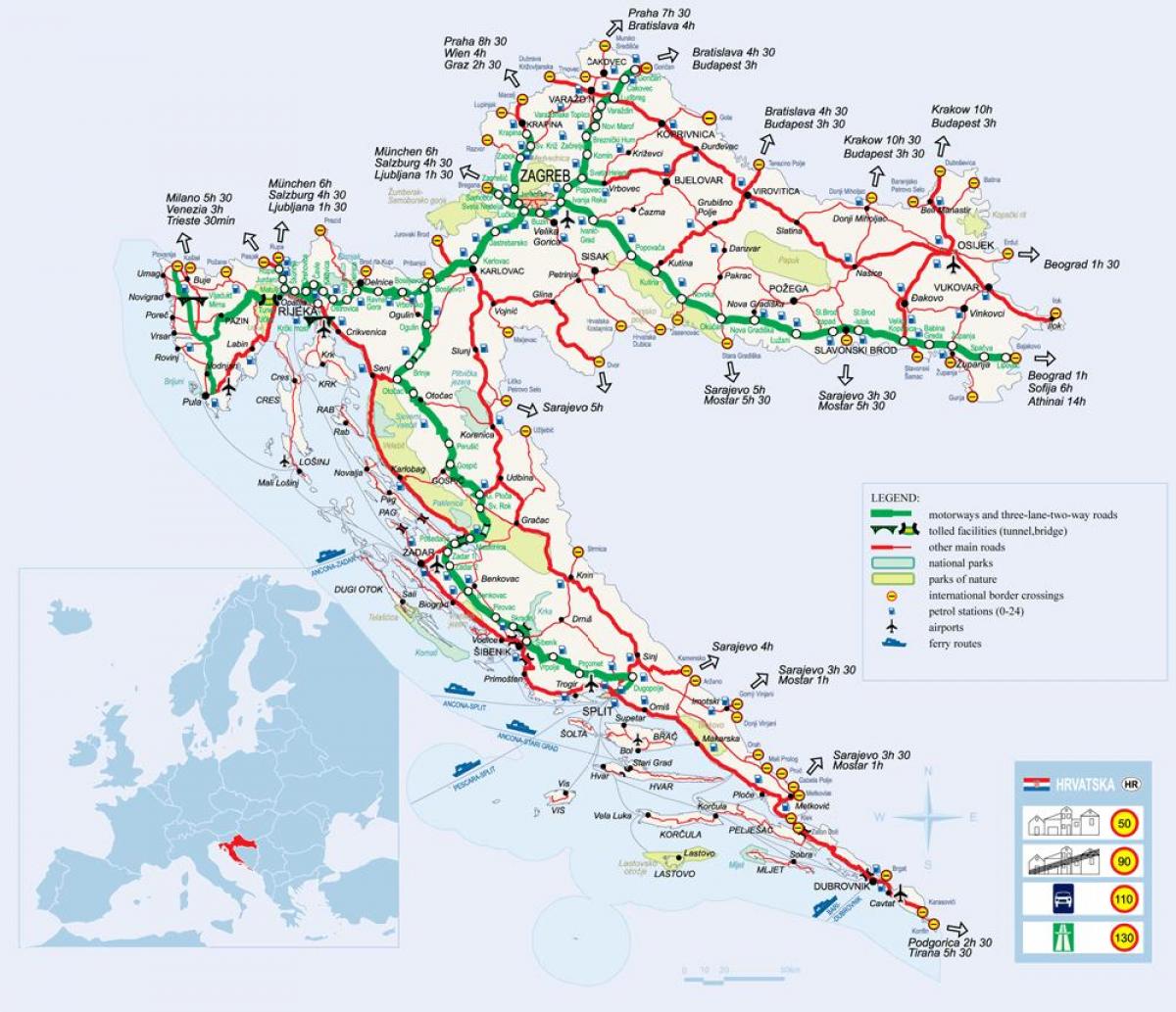peta dari kroasia kereta