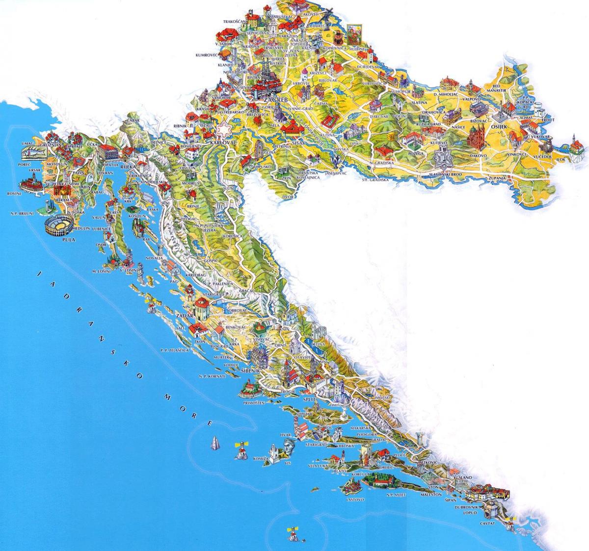 kroasia-tempat wisata peta