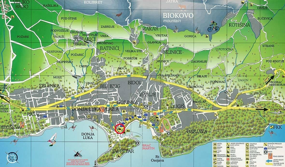 peta dari makarska, kroasia