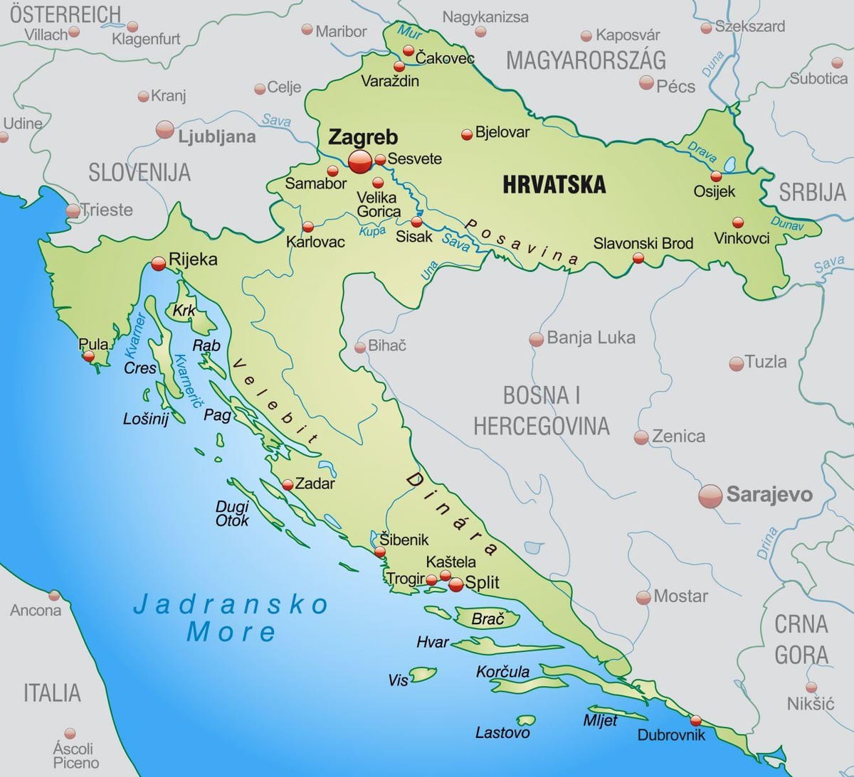 kroasia utara peta