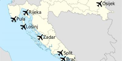 Peta dari kroasia menunjukkan bandara